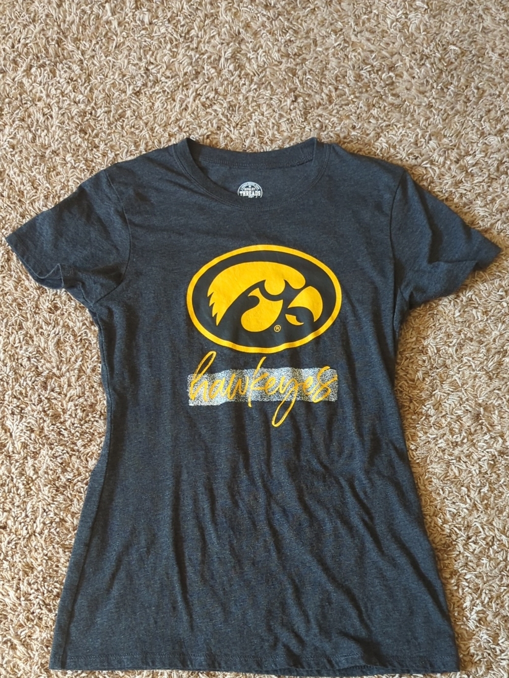 Rivalry Threads Dark Gray Hawkeyes Logo Tee with Yellow Graphic